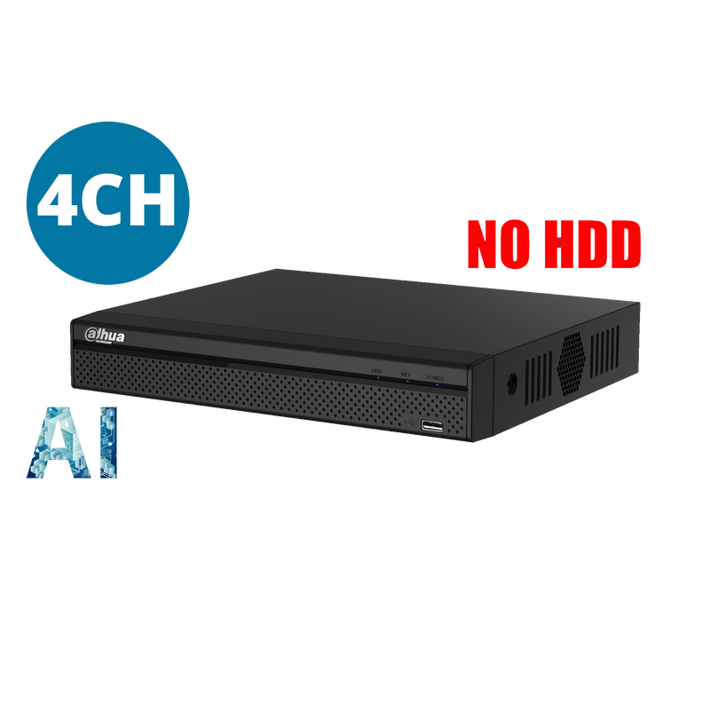 Dahua 4ch NVR Record Up to 16MP, 4 Port PoE,HDMI(4K), SMD4.0, P2P (without HDD) DHI-NVR4104HS-P-AI/ANZ