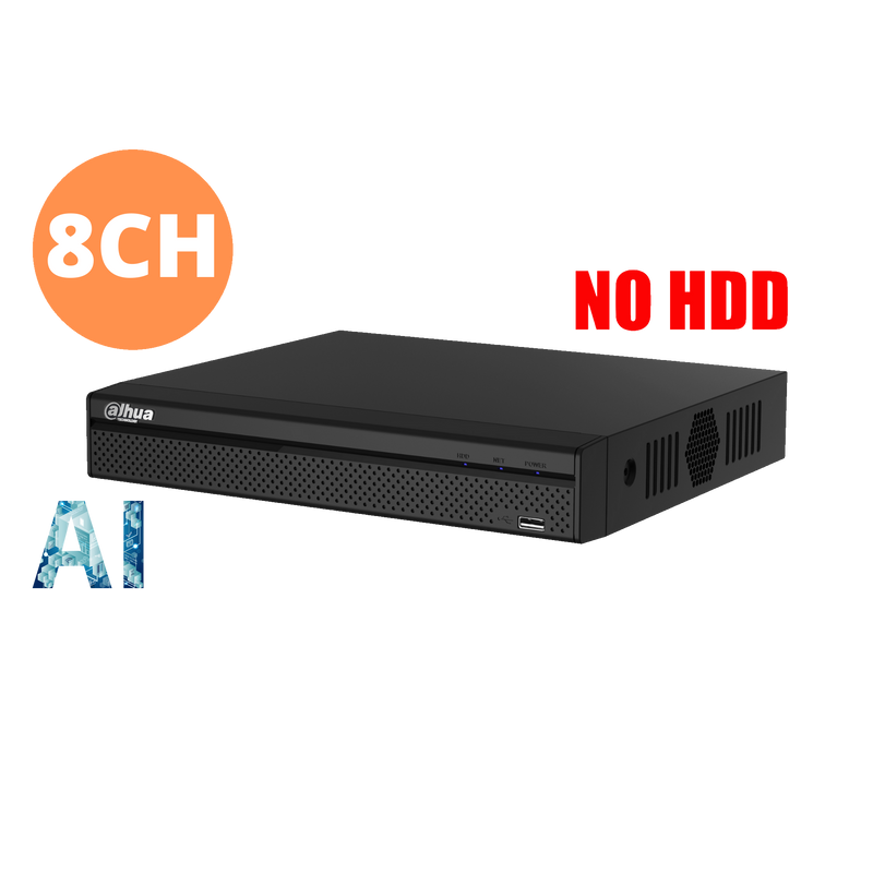 Dahua 8ch NVR Record Up to 16MP, 8 Port PoE,HDMI(4K),Smart 2.0, P2P (without HDD), Support 2 HDD DHI-NVR4208-8P-AI/ANZ