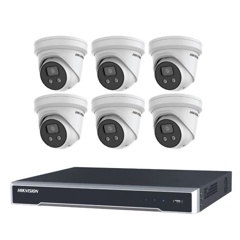 Hikvision 6MP Acusense Turret cameras Kits package 6x DS-2CD2366G-I (Acusense) and 8CH NVR