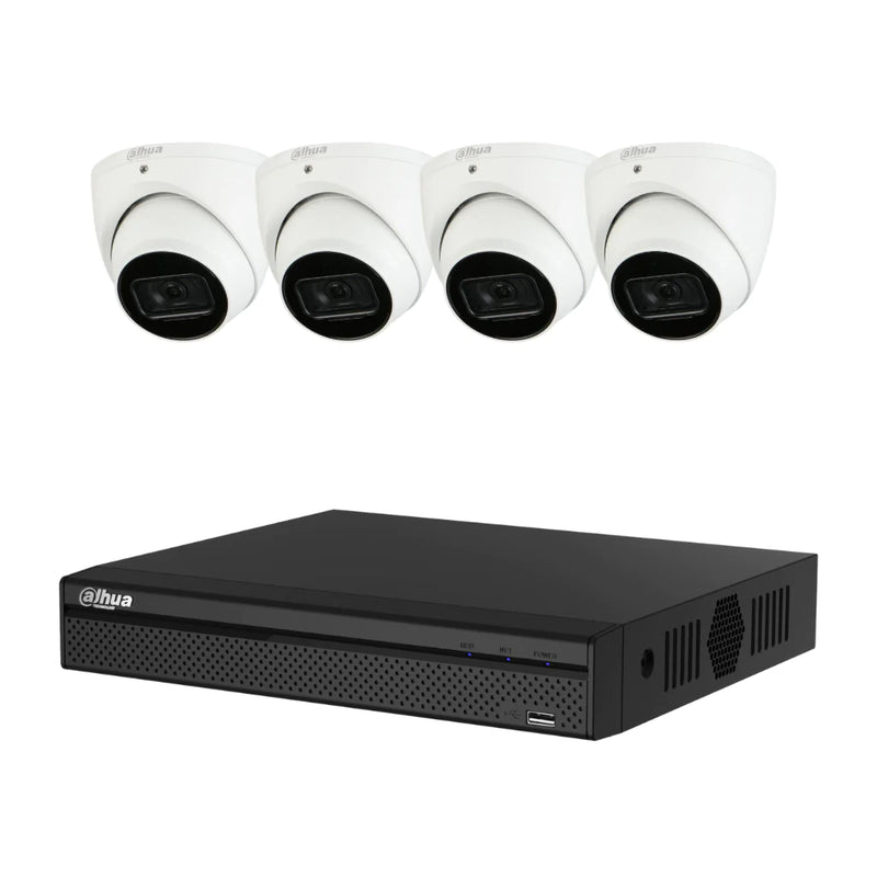 Dahua 4 x 8MP (4K) TURRET FIXED CAMERA Kit + 1 x 4CH NVR DHI-NVR4104HS-P-4KS2/L Kit DKIT-4HDW3866EMP