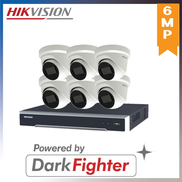 Hikvision 6 x 6 MP POWERED-BY-DARKFIGHTER FIXED TURRET NETWORK CAMERA + 8CH 4K NVR Recoder Kits HKIT-6mp_6_2CD2365G1