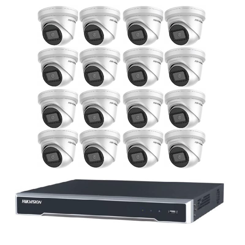 Hikvision 16 x 6 MP POWERED-BY-DARKFIGHTER FIXED TURRET NETWORK CAMERA + 16CH 4K NVR Recoder Kits HKIT-6mp_16_2CD2365G1