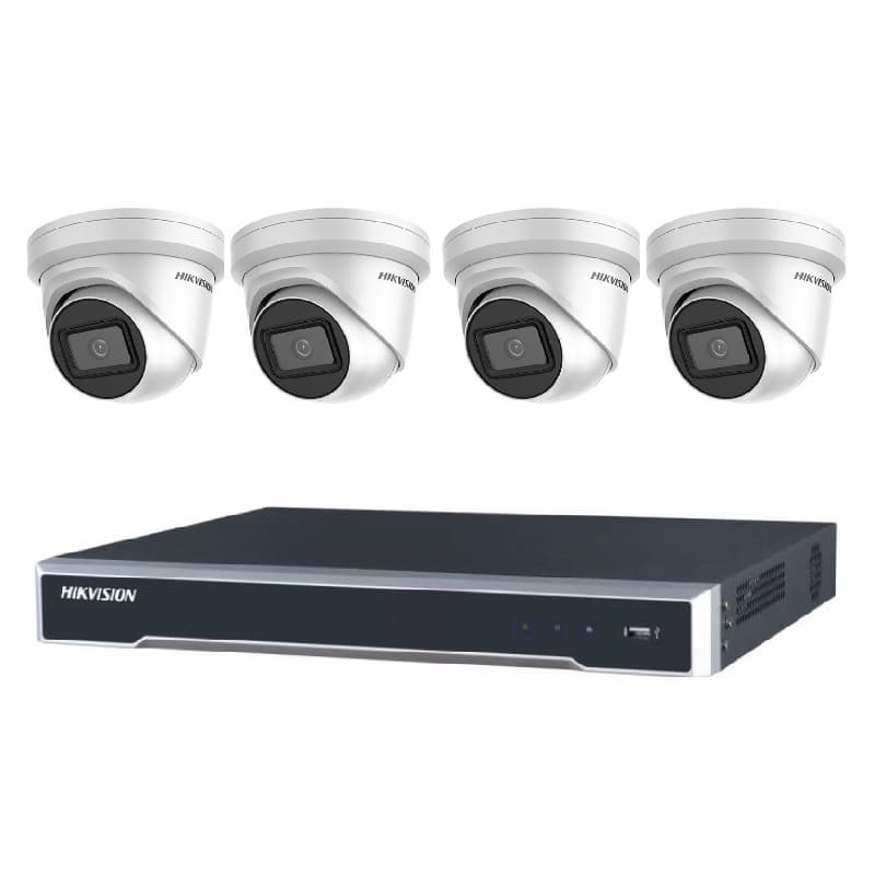 Hikvision 4 x 8MP 4K POWERED-BY-DARKFIGHTER FIXED TURRET NETWORK CAMERA+ 4CH 4K NVR Recorder Kits HKIT-8mp_4_2CD2385G1