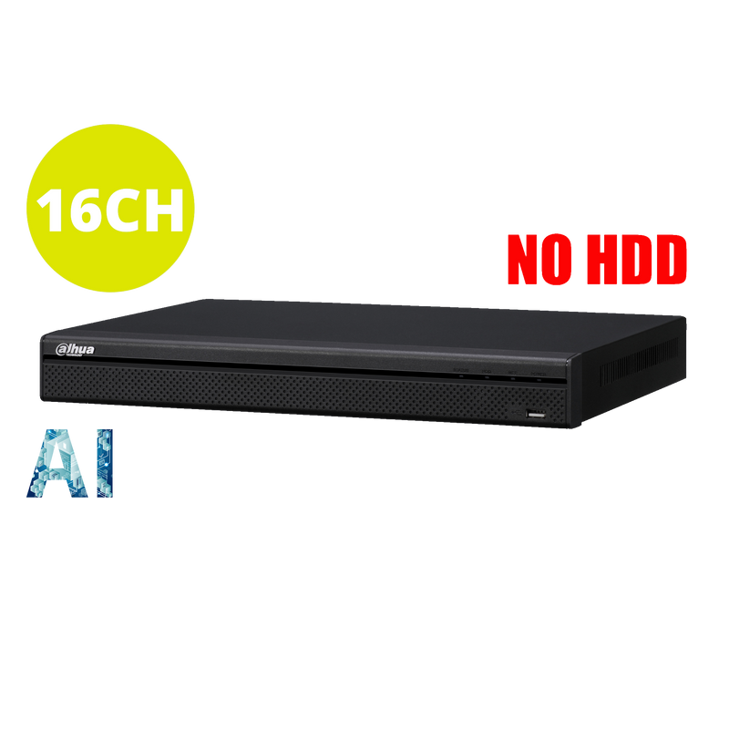 Dahua 16ch NVR Record Up to 16MP, 16 Port PoE,HDMI(4K),Smart 2.0, P2P (without HDD), Support 2 HDD DHI-NVR4216-16P-AI/ANZ