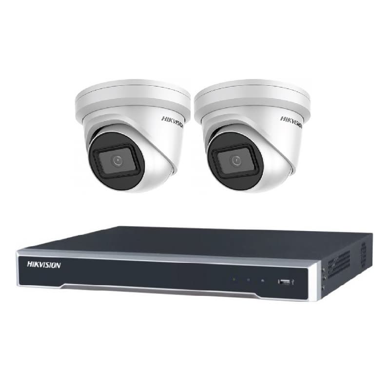 Hikvision 2 x 6 MP POWERED-BY-DARKFIGHTER FIXED TURRET NETWORK CAMERA + 4CH 4K NVR Recoder Kits HKIT-6mp_2_2CD2365G1